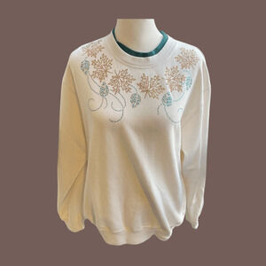 Trilllogy by Morning Sun Sweater | White Snowflake Gem | Size M | Vintage